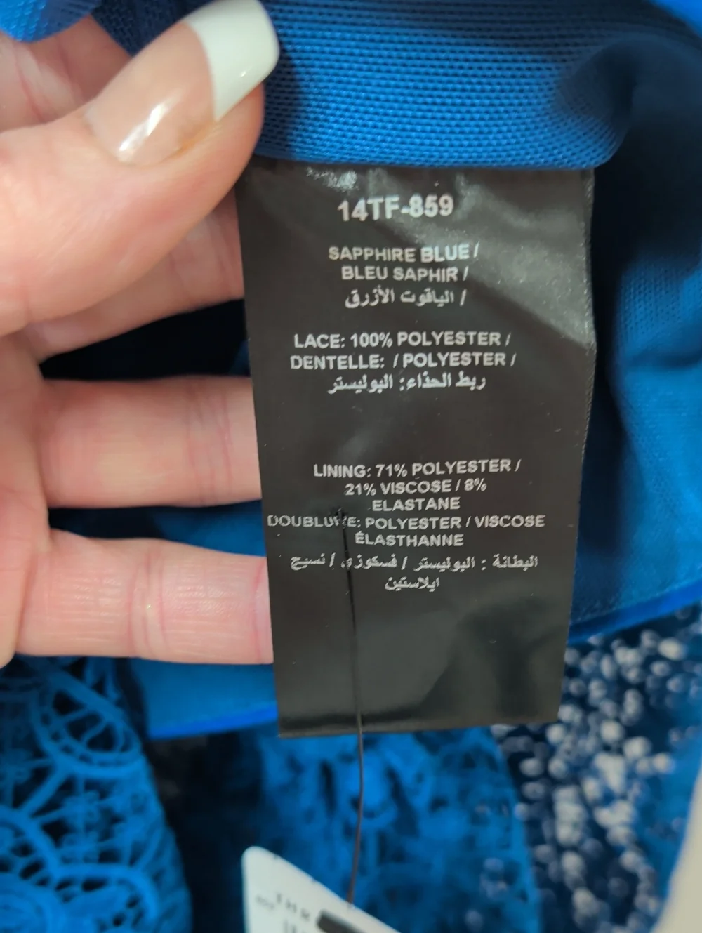 Three Floor Royal Blue Enfold Lace Midi Dress Size 4 - Picture 3 of 13